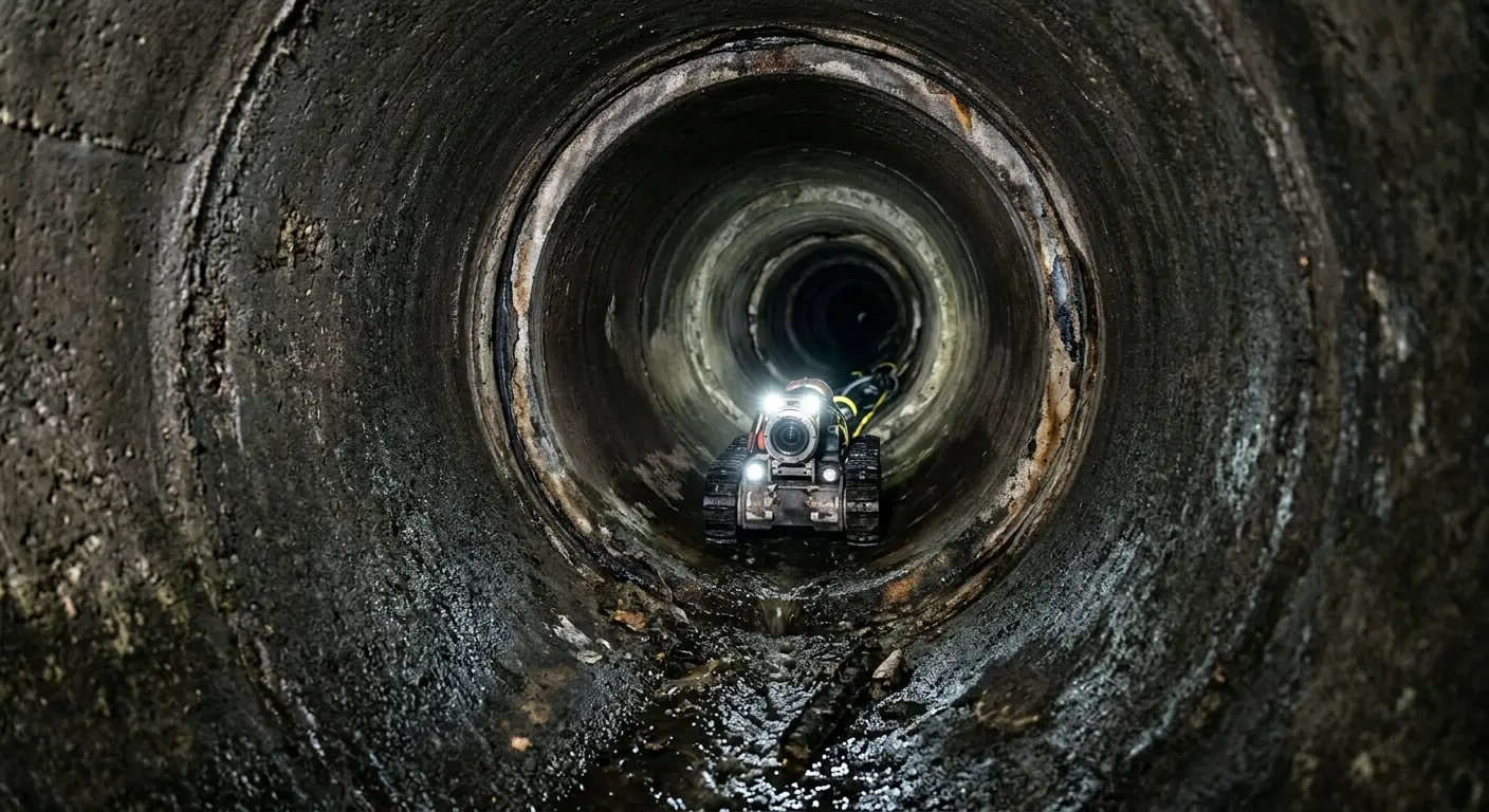 Robotic sewer camera inspecting pipe interior for Sewer Line Cleaning in Rincon Valley